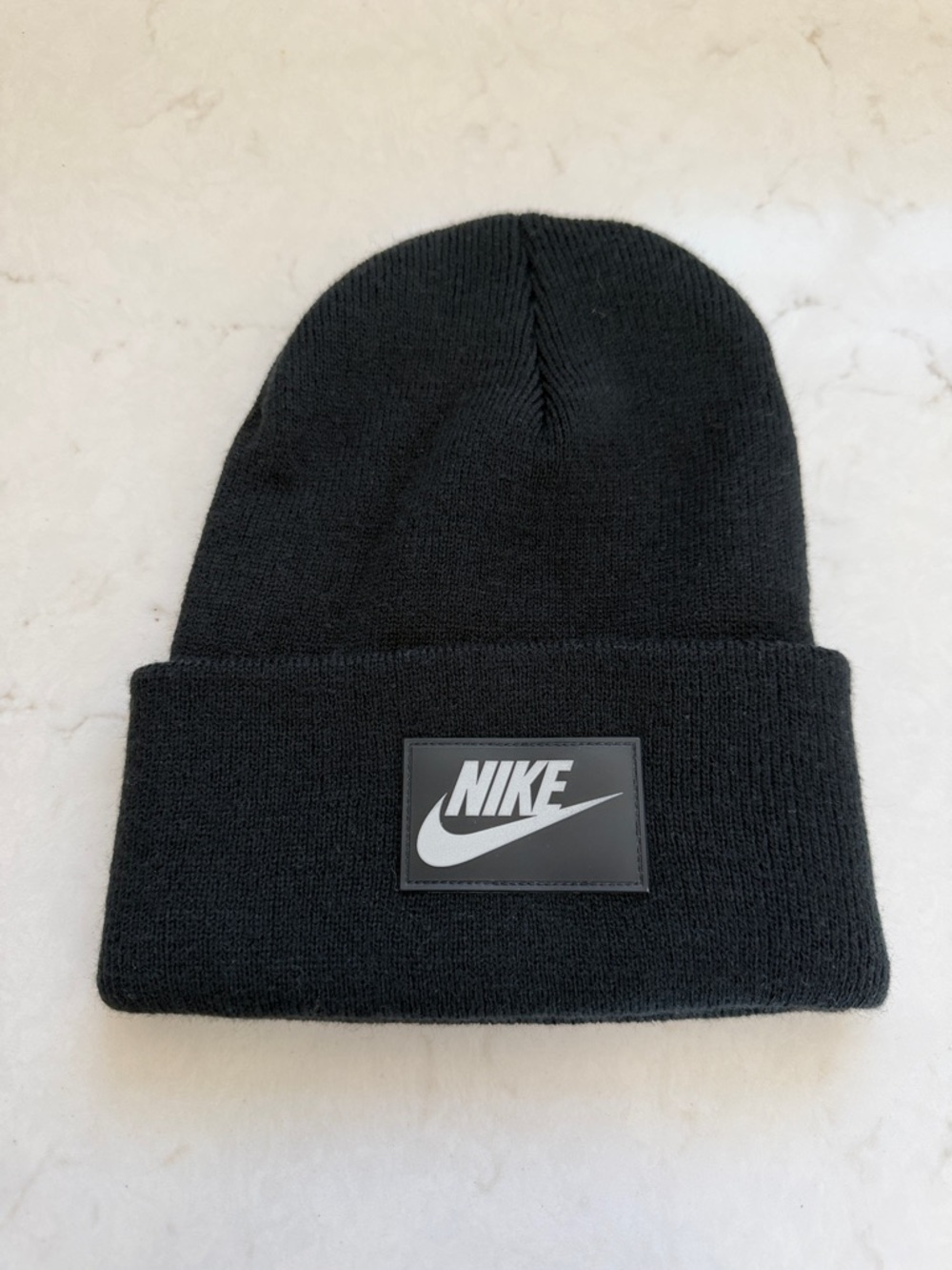 Nike Black Knit Cuffed Beanie with Logo Patch
